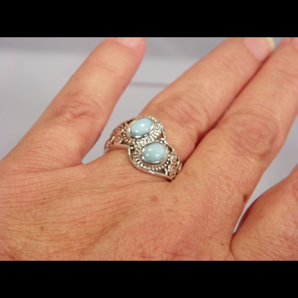 COPY - Beautiful Sterling Silver  Dominican Larimar Ring - Picture 3 of 3